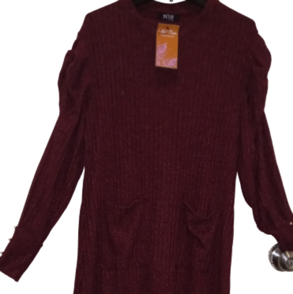 💝NEW💝 cashmere dress slouchy button long sleeves 7/8 length 2 pockets